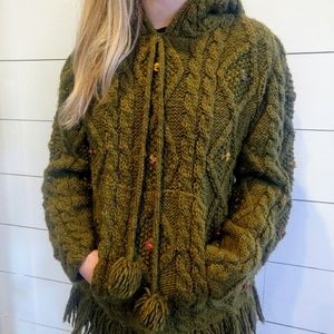 Tara Handknits Green knitted Sweater with hood